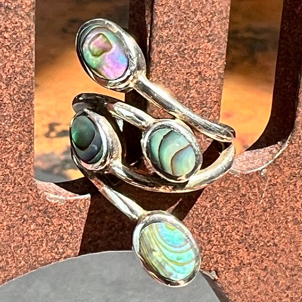 SALE!  Stunning Silver with Abelone Ring
